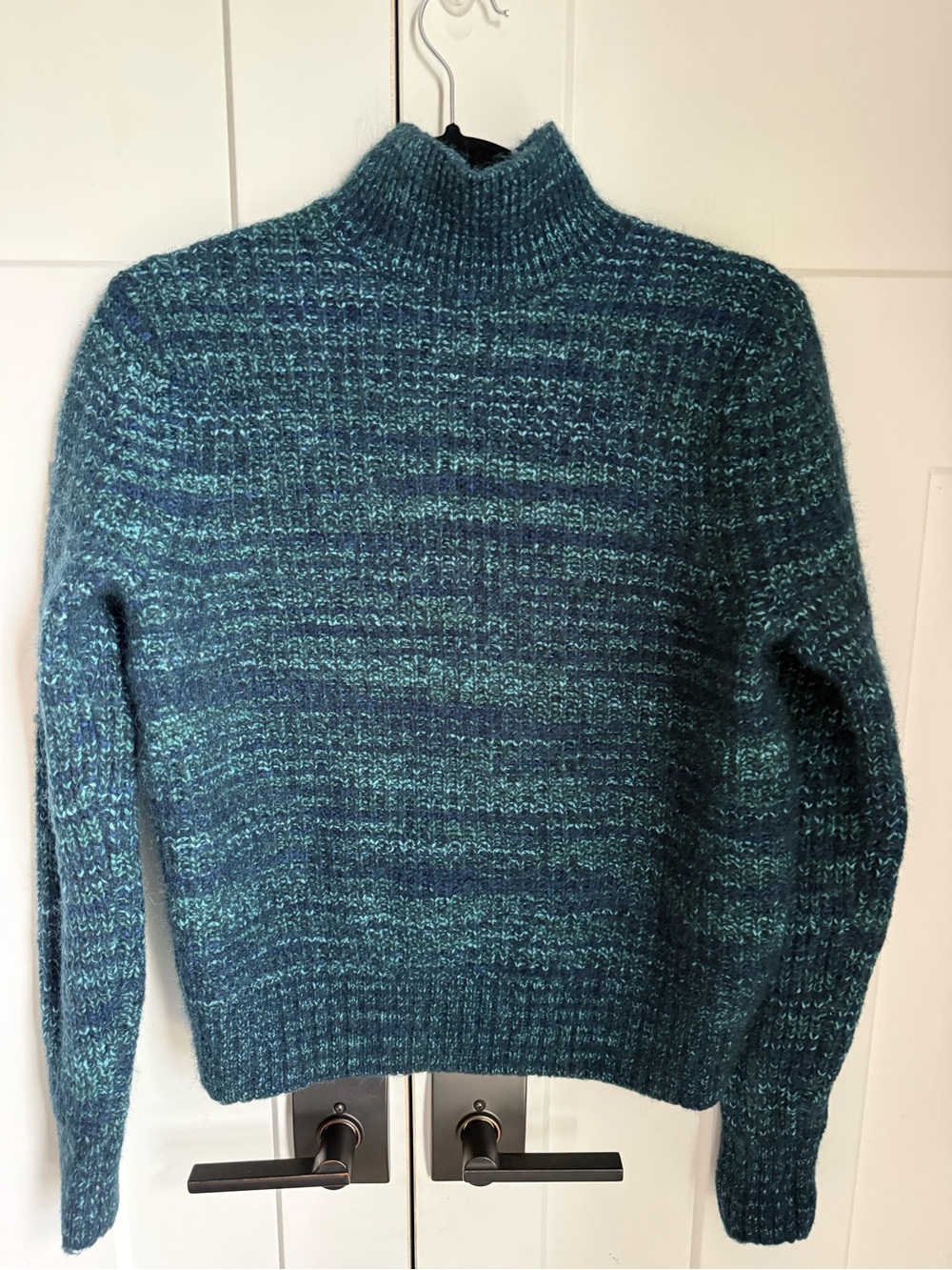 Vince Wool Teal & Navy Marled Mock Neck Sweater size M. EUC no flaws.